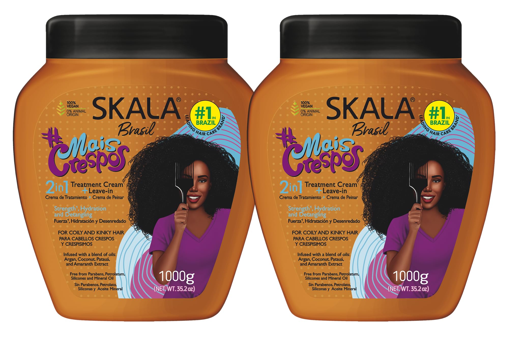 SKALA Mais Crespos Super Curly Hair Type 4ABC - Hydrate, Eliminate Frizz 2 IN 1 Conditioning Treatment Cream and Cream To Comb