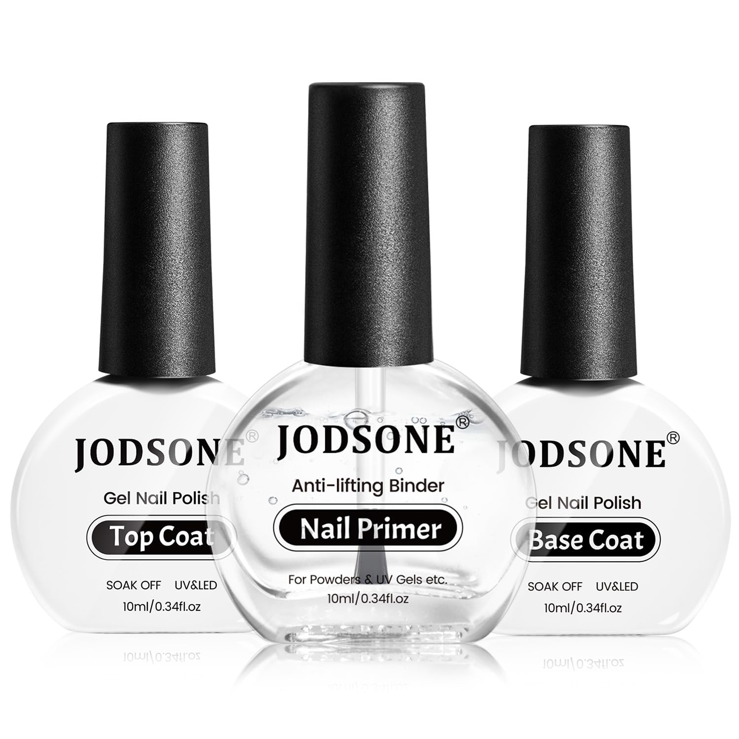 JODSONE 3Pcs 10ml Top Coat Base Coat Nail Primer Set No Wipe Gel for Long Lasting Manicures Nail Primer Enhances Adhesion Requires U V Lamp Curing JODSONE 3Pcs 10ml Top Coat Base Coat Nail Primer Set No Wipe Gel for Long Lasting Manicures Nail Primer Enhances Adhesion Requires U V Lamp Curing