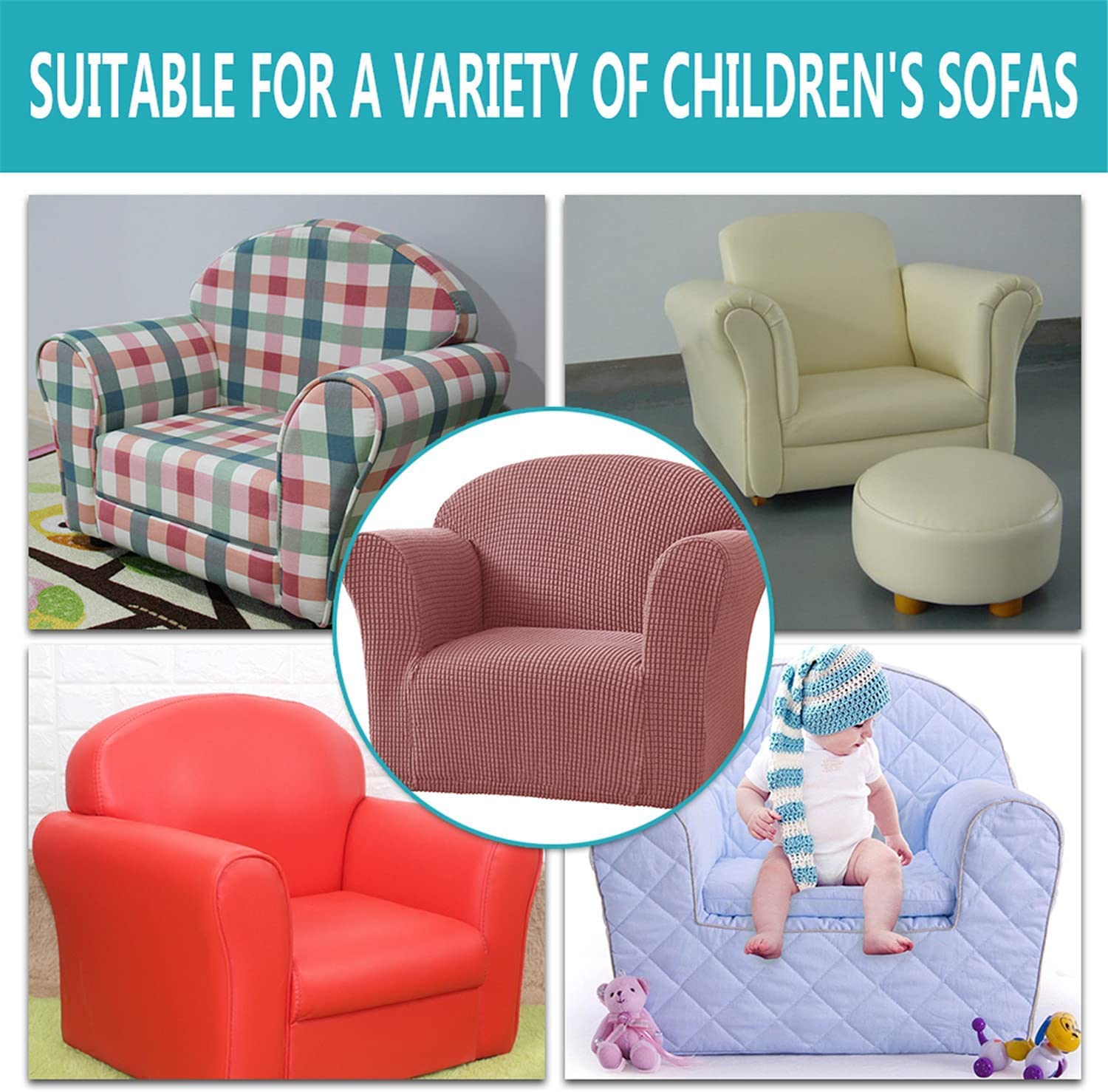 Dehnbarer Sofabezug, weicher Möbelschutz, Sessel-Schonbezug, Kinder- und babysicherer Möbelschutz, Dunkelrosa, Couchbezug für Wohnzimmerdekoration