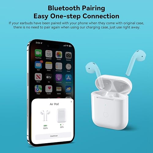 Miniatura 2 de Funda de carga inalámbrica de repuesto compatible con AirPod de 2 y 1 generación, funda de cargador Air Pod 2 1 con botón de sincronización de