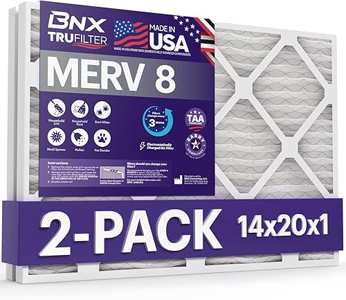 Miniatura 259 de BNX TruFilter - Filtro de aire 14 x 25 x 1 MERV 8, electrostático plisado para defensa contra polvo y mascotas, para aire acondicionado, HVAC
