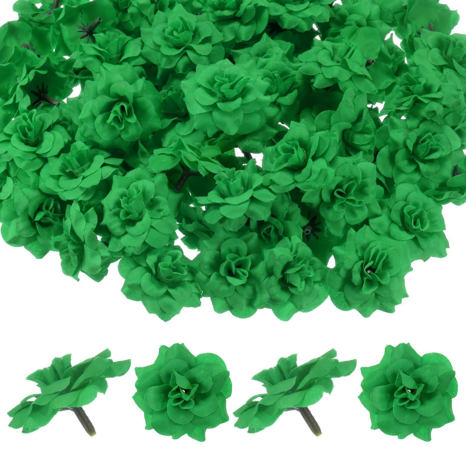 M METERXITY 50-Pack Artificial Roses Heads, Silk Faux Rose Head for Wedding/Bouquet/Flower Wall/DIY Crafts/Party Decoration, Fake Bloom Flower Heads Buds [Dark Green] — image 1
