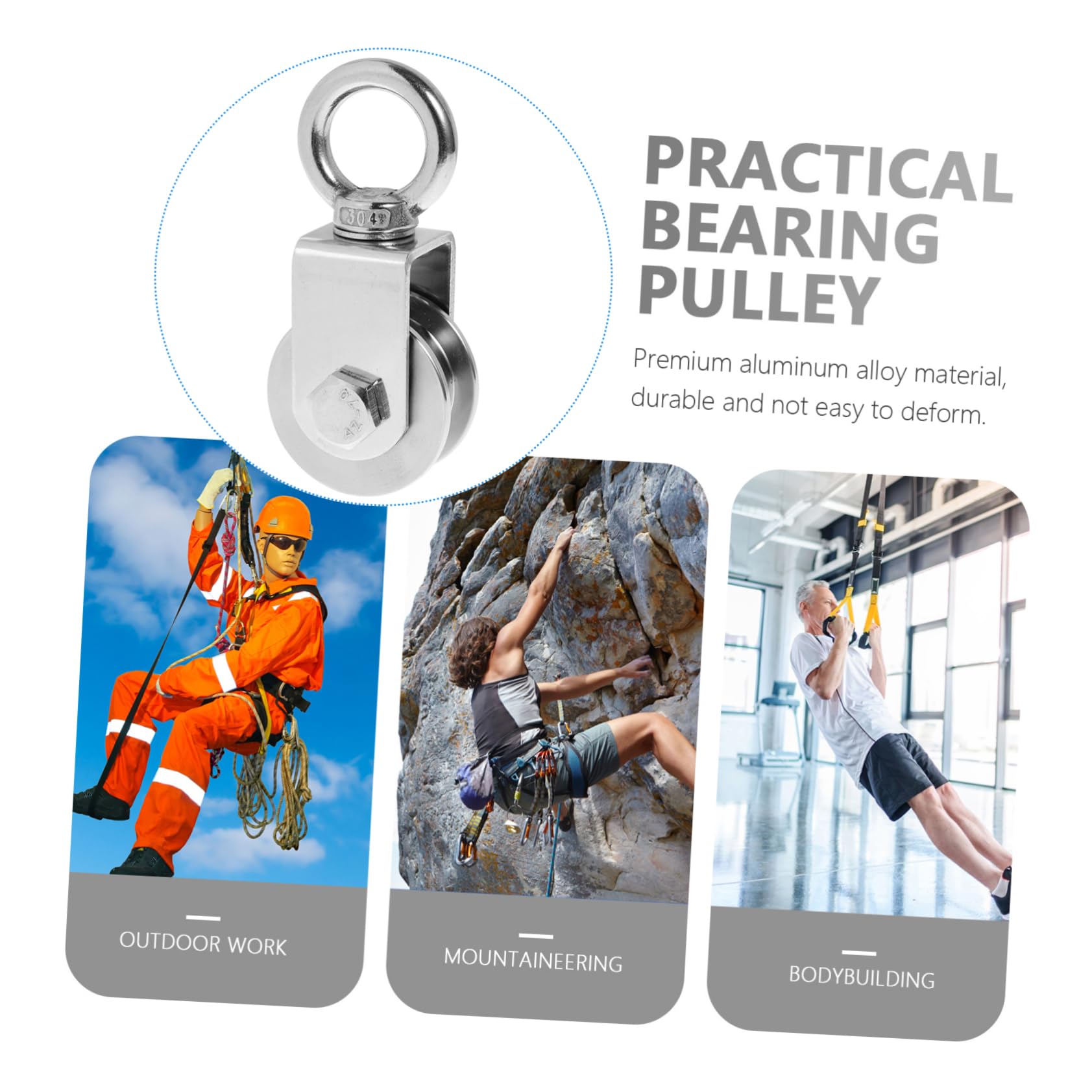 NULYLU Cable Pulley Attachments Stainless Steel Hanging Wire Towing Wheel for Garage Clothesline