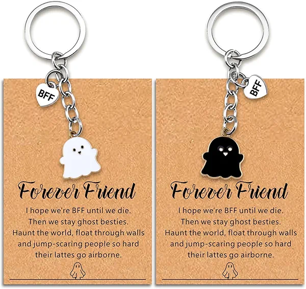 Uerifr Best Friend Birthday Gifts For Women Cute Ghost Keychain Gifts For Best Friend Soul Sister Bestie Bff Funny Halloween Boo Basket Stuffers For Teen Girls Long Distance Friendship Gift Ideas