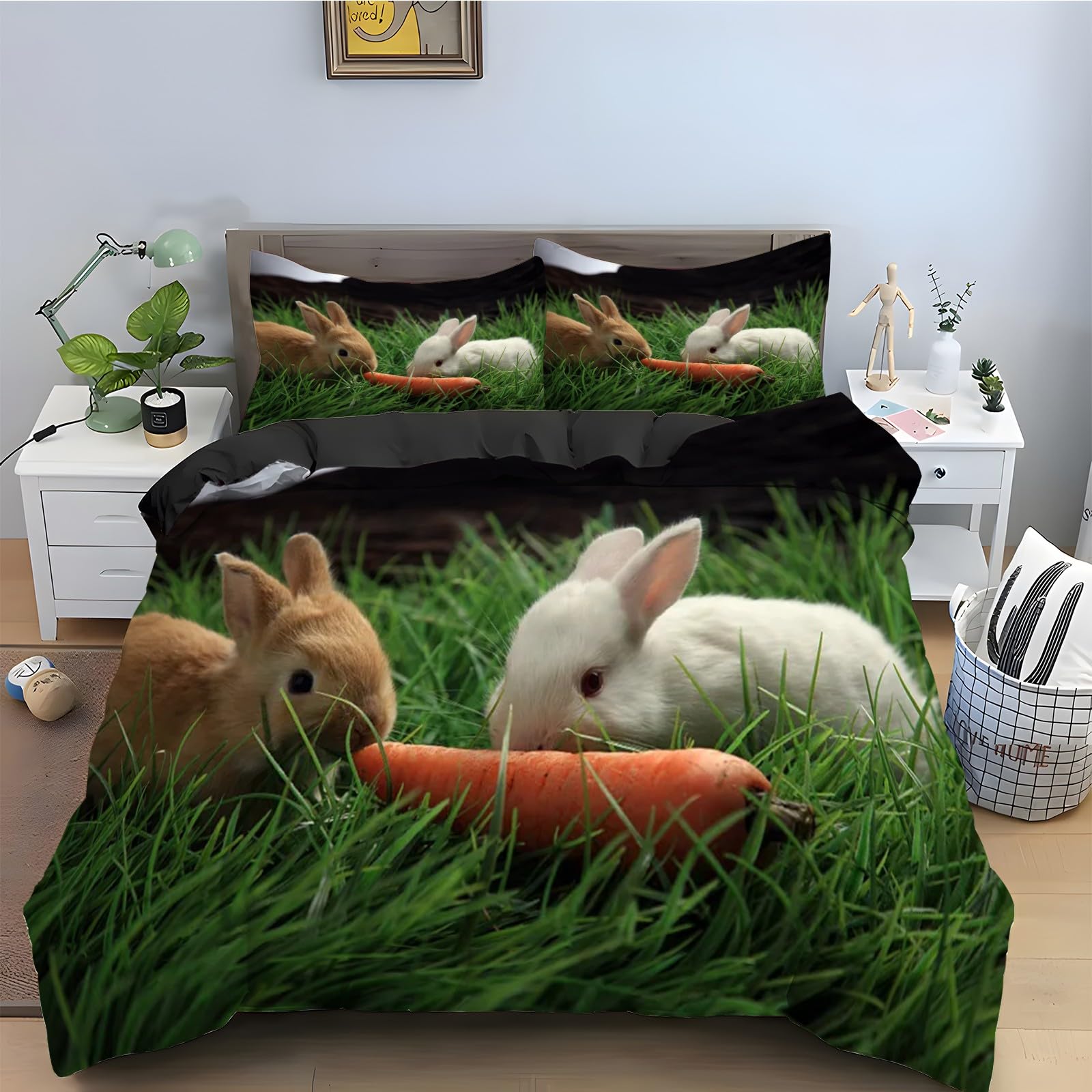 Housse de couette lapin 220x240 infroissable pour en finir avec le repassage du linge de lit