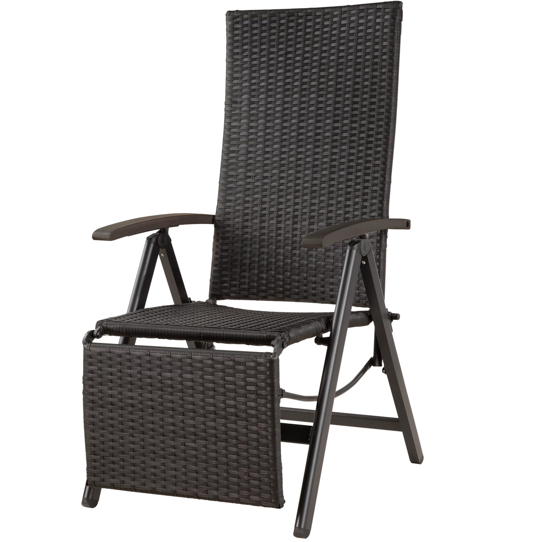 TecTake® Fauteuil Salon de Relaxation Chaise de Jardin avec Repose-Pieds, Dossier inclinable, en Aluminium INOX Résine tressée, Salon de Jardin Exterieur/ Intérieur, avec Coussins Mobilier de Jardin