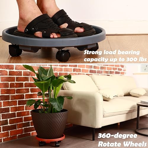Miniatura 10 de Organizador grande para plantas con ruedas de 15.8 pulgadas, soportes rodantes para plantas de plástico resistente, base rodante, para macetas,