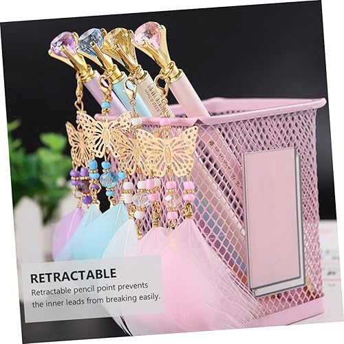 Miniatura 4 de STOBOK 2 unids pluma mecánica chica diamante colgante lápiz suministros de papelería regalo de cumpleaños pluma de dibujo de plástico lápiz mecánico