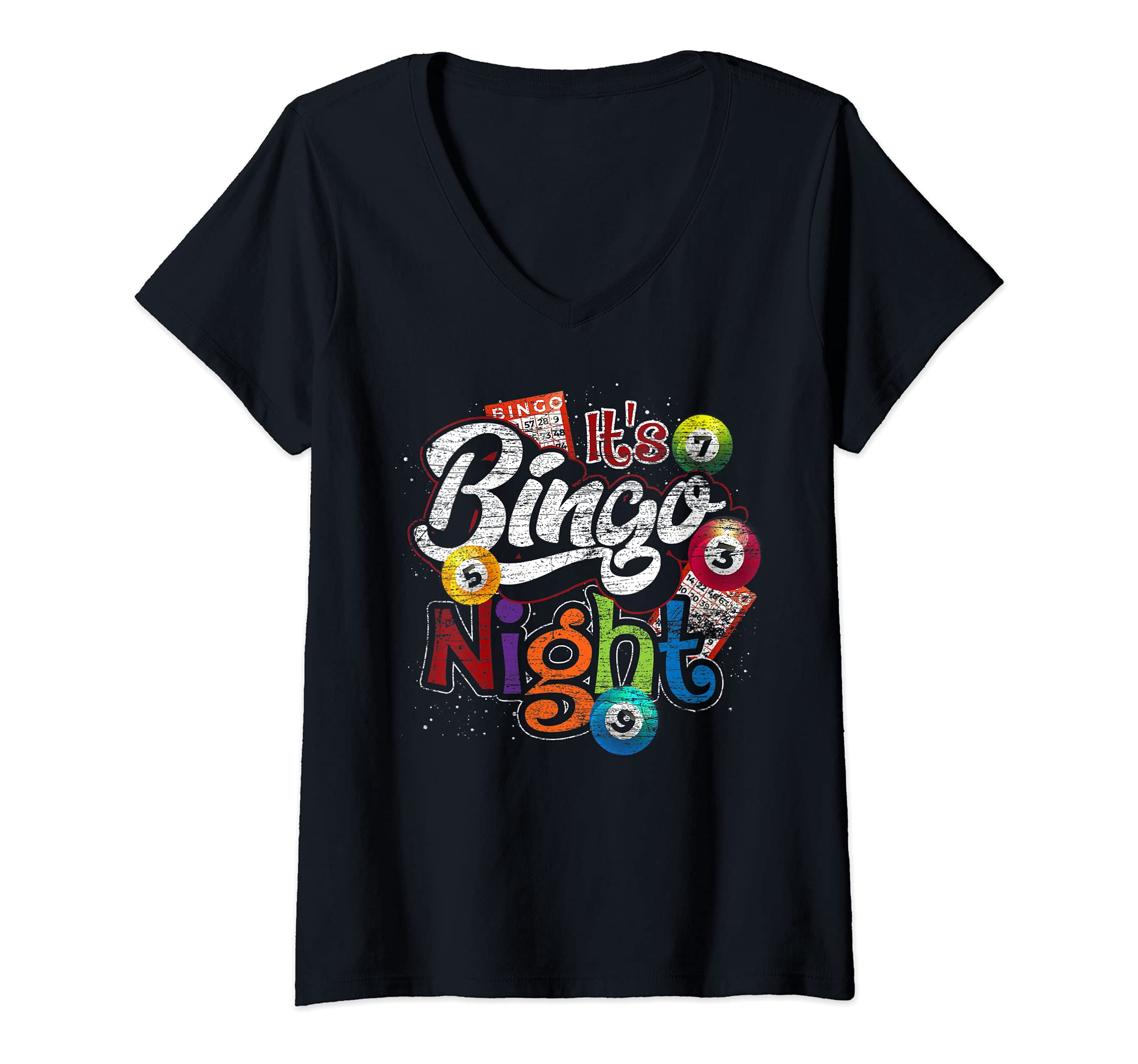 Womens Gambling Lover Gift Its Bingo Night Funny Lottery Bingo V-Neck T-Shirt