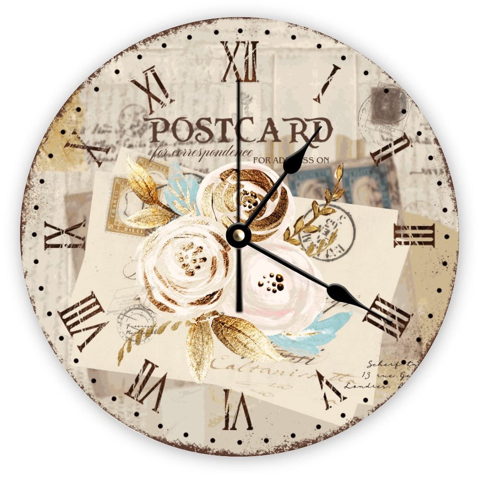 Horloge murale vintage en bois pour embellir un mur blanc 38cm