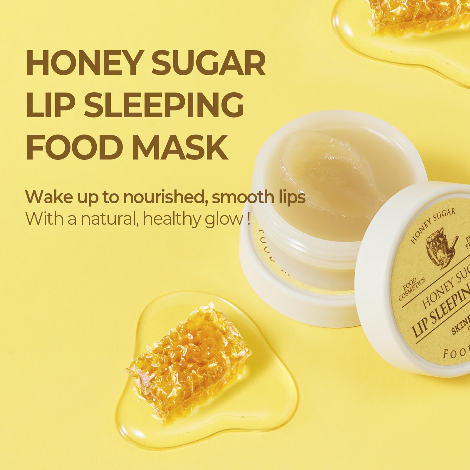 SKINFOOD - Máscara para dormir de labios con azúcar y miel, máscara de labios para toda la noche, producto coreano de cuidado de labios para labios severamente agrietados, mantequilla labial 2