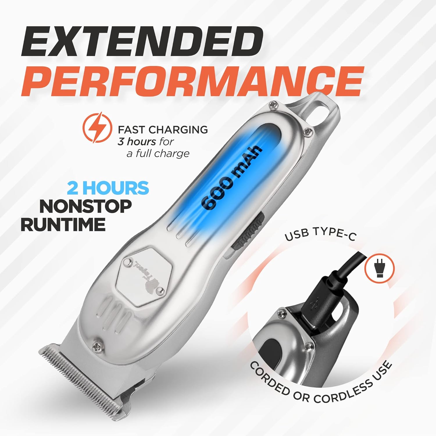 Fagaci Men's Professional Hair Trimmer, Powerful Battery, Sharp Blades, High-Speed Motor, Cold Steel for Comfortable Cuts - Image 4