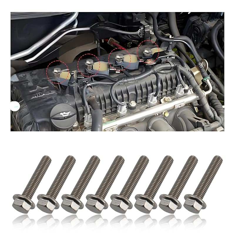Kit de 8 parafusos de fixação de bobina de ignição YGDMD M5 x 25 mm em aço inoxidável, compatível com Ford, Lincoln e Mercury