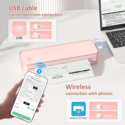 Vista 3 de Impresora portátil sin tinta para viajes, impresora térmica inalámbrica compatible con tamaño carta de 8.5 x 11 pulgadas, máquina Bluetooth incluye
