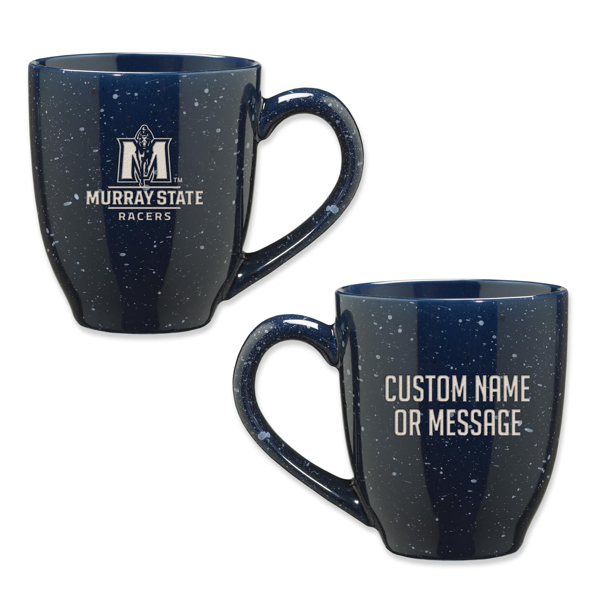 Rico Industries NCAA Murray State Racers Navy Blue Personalized 16 oz Team Color Laser Engraved Speckled Ceramic Coffee Mug