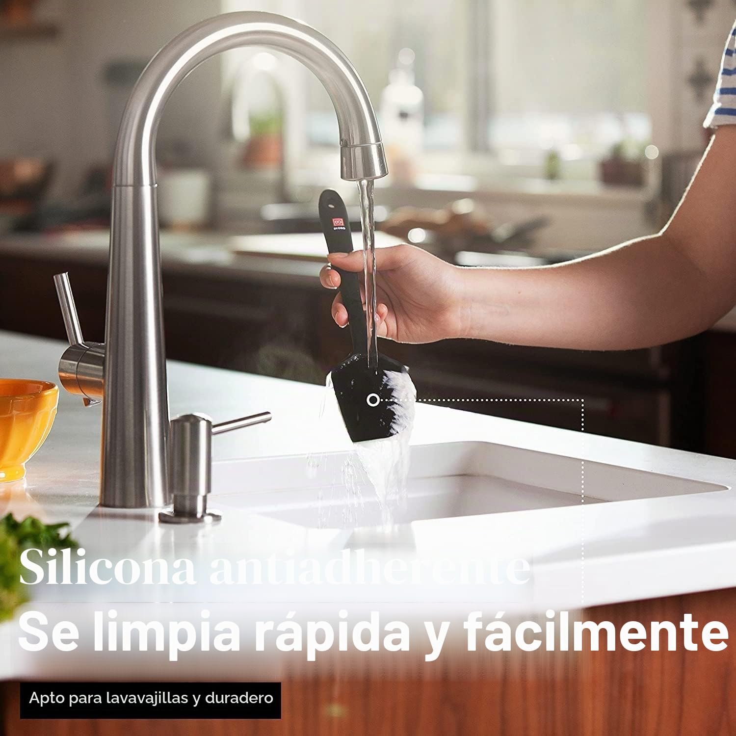 DI ORO® Espatulas Silicona Cocina - Espátulas de Silicona Resistente al Calor Hasta 315 °C - Utensilios de Cocina de Silicona sin BPA Antiadherentes - Set de 5 Espátulas para Hornear y Mezclar (Negra)