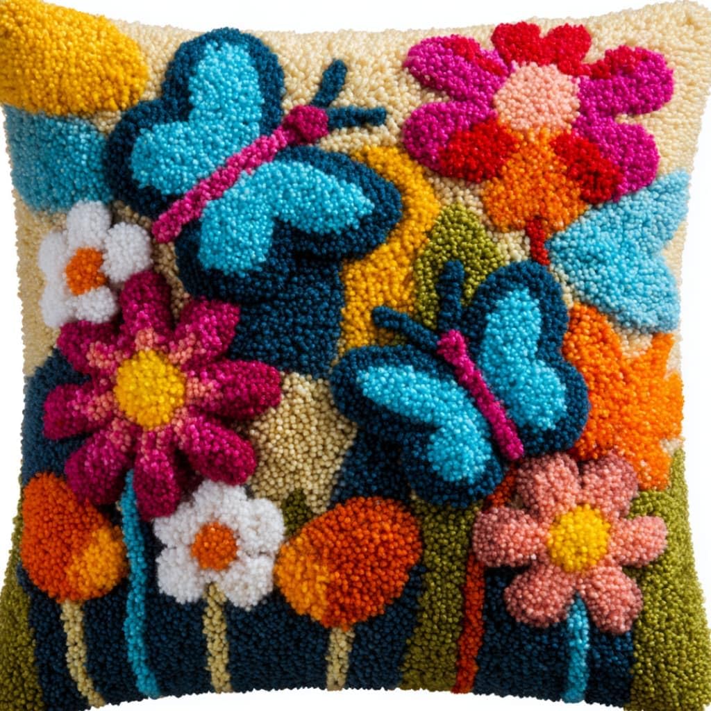 Taxpy Latch Hook Kits for Adults Beginners,Sunflower Pre-Printed Latch Hook Pillow Kit,Craft Rug Making Kits,DIY Embroidery Cushion for Home Sofa Decor & Gift Idea 17X17 in.