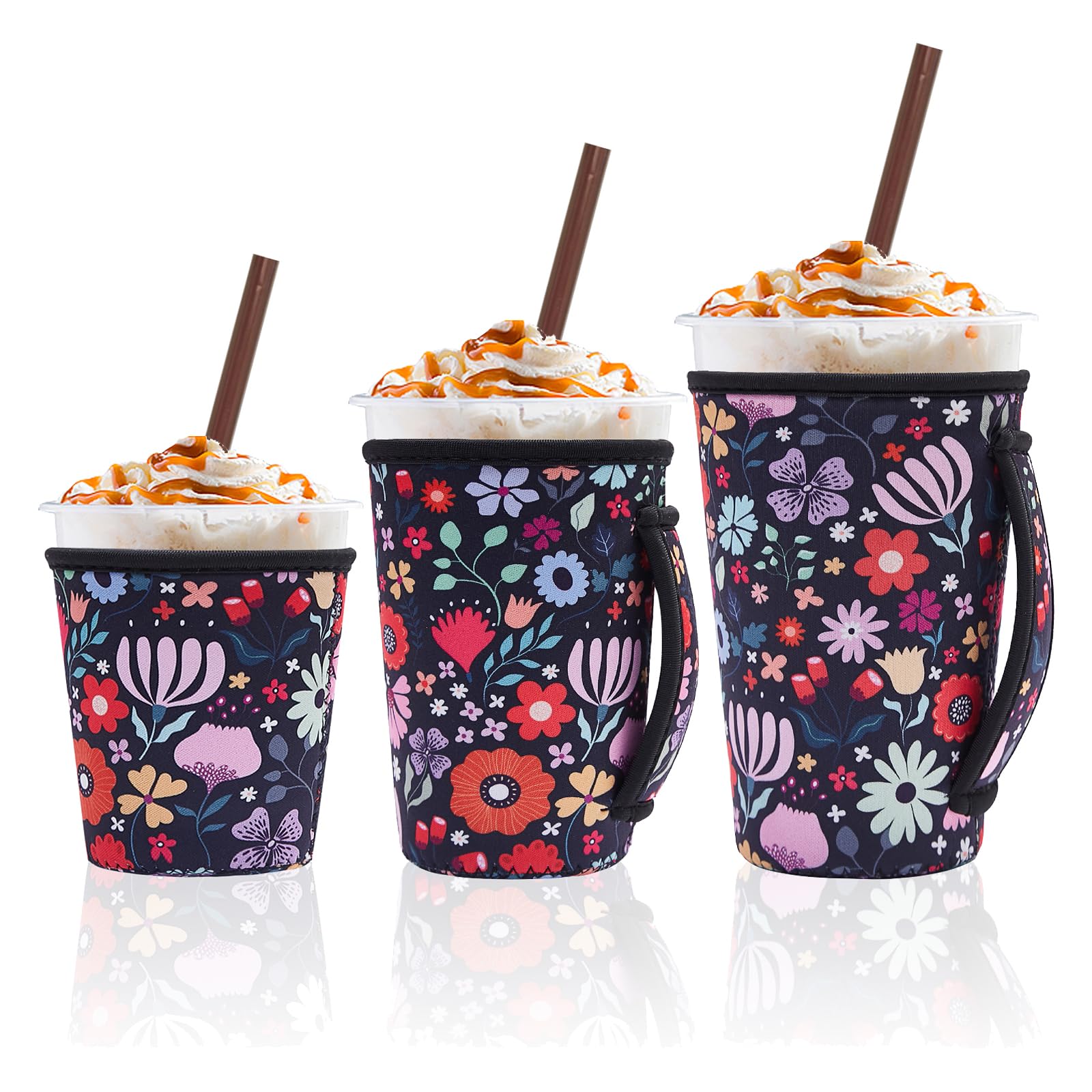 Amazon.com: 3 Piece Reusable Iced Coffee Sleeves Insulated Coffee ...