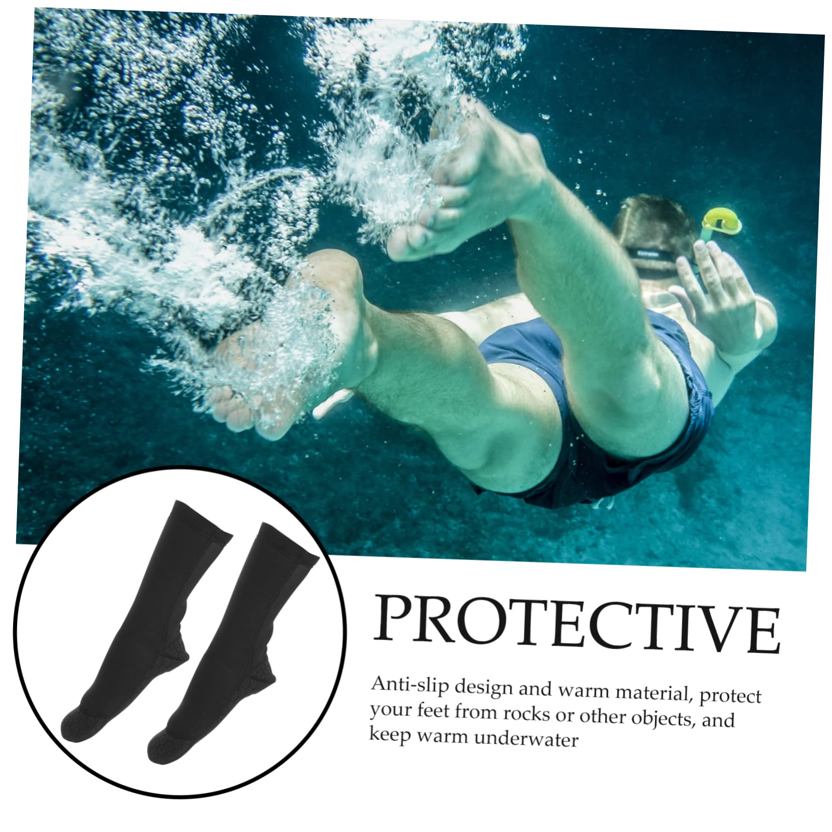 BESPORTBLE 4paia Calze Antiscivolo per Nuoto e Immersioni Calze Neoprene Unisex per Inverno e Sport Acquatici Calzini Foderati e Caldi per Protezione