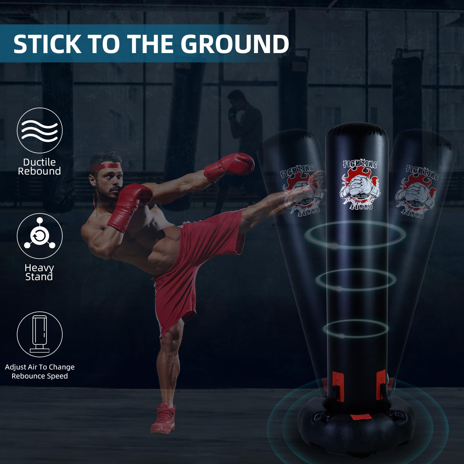 Sacco Da Boxe In Piedi 180cm Con Supporto - Per Allenamento MMA, Muay Thai, Fitness E Scarico Stress - Foto 4