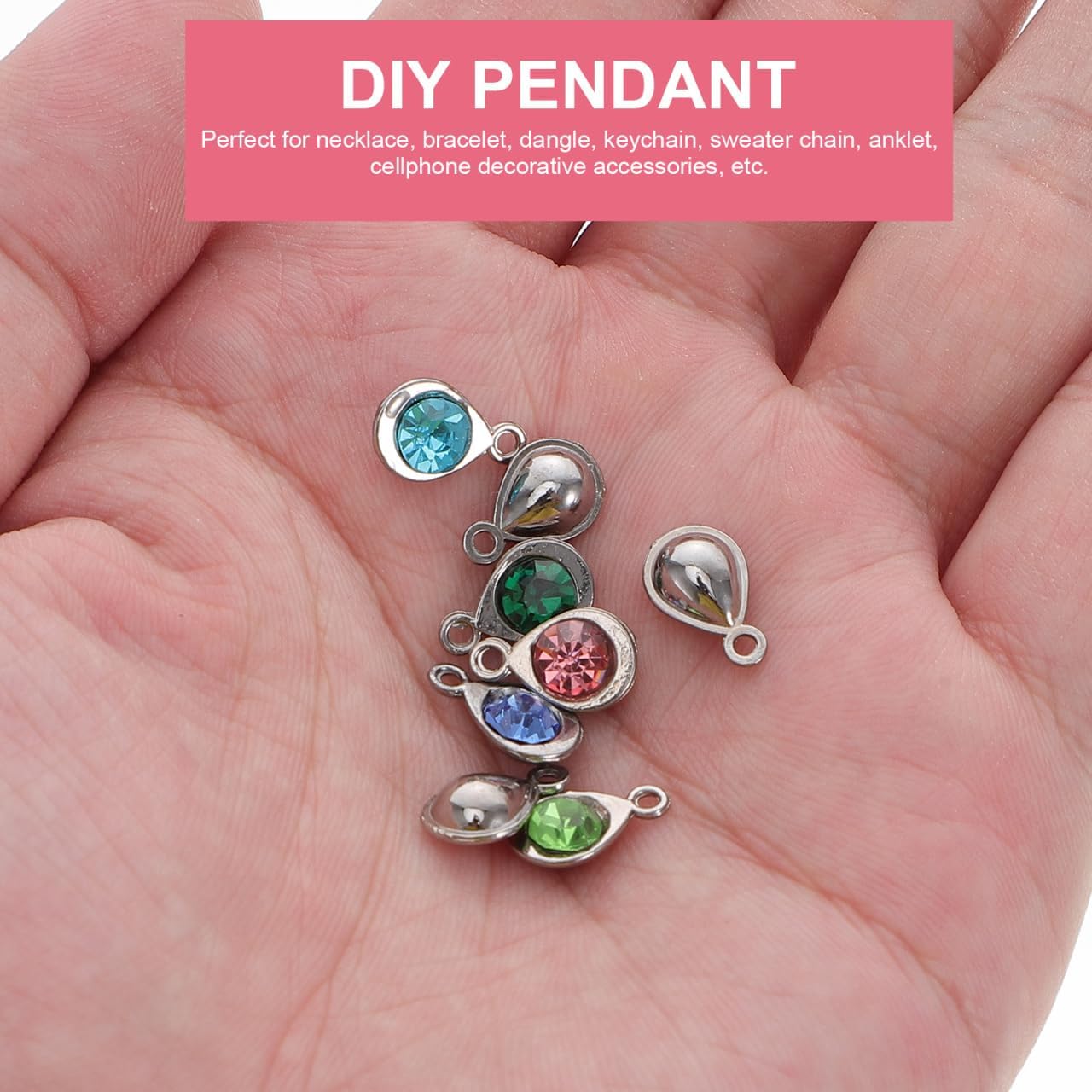 EXCEART Glass Drill Pendant Charms for Jewelry Making Diy Craft Accessories Mixed Colors 0.43X0.27X0.11 Inch for Necklace Bracelet Keychain Handmade Ornaments - Image 6