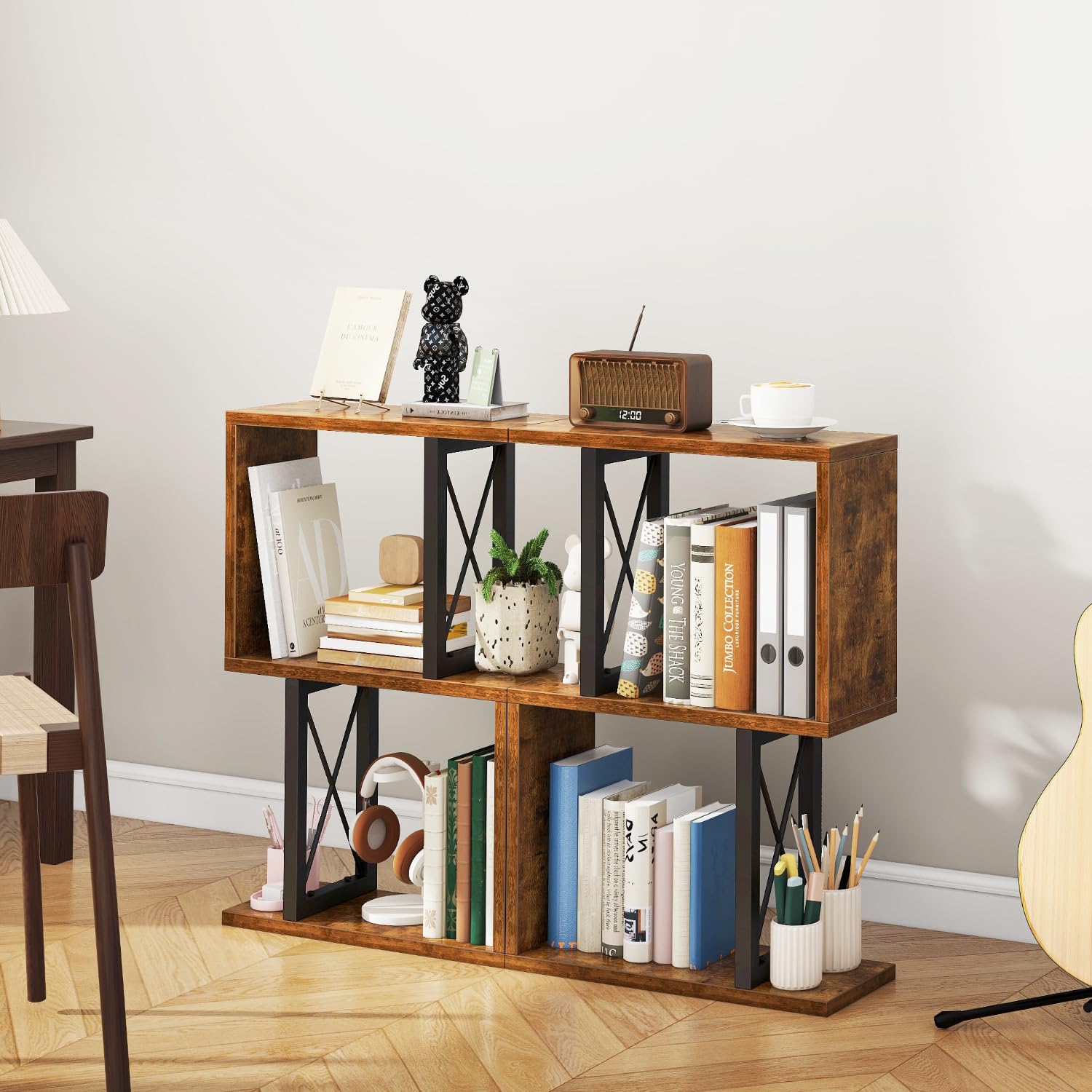 IBUYKE Étagère de Bureau, étagère à Livres à 3 Niveaux, Rangement pour Bureau/dortoir, étagère de Bureau Solide TMZ011H