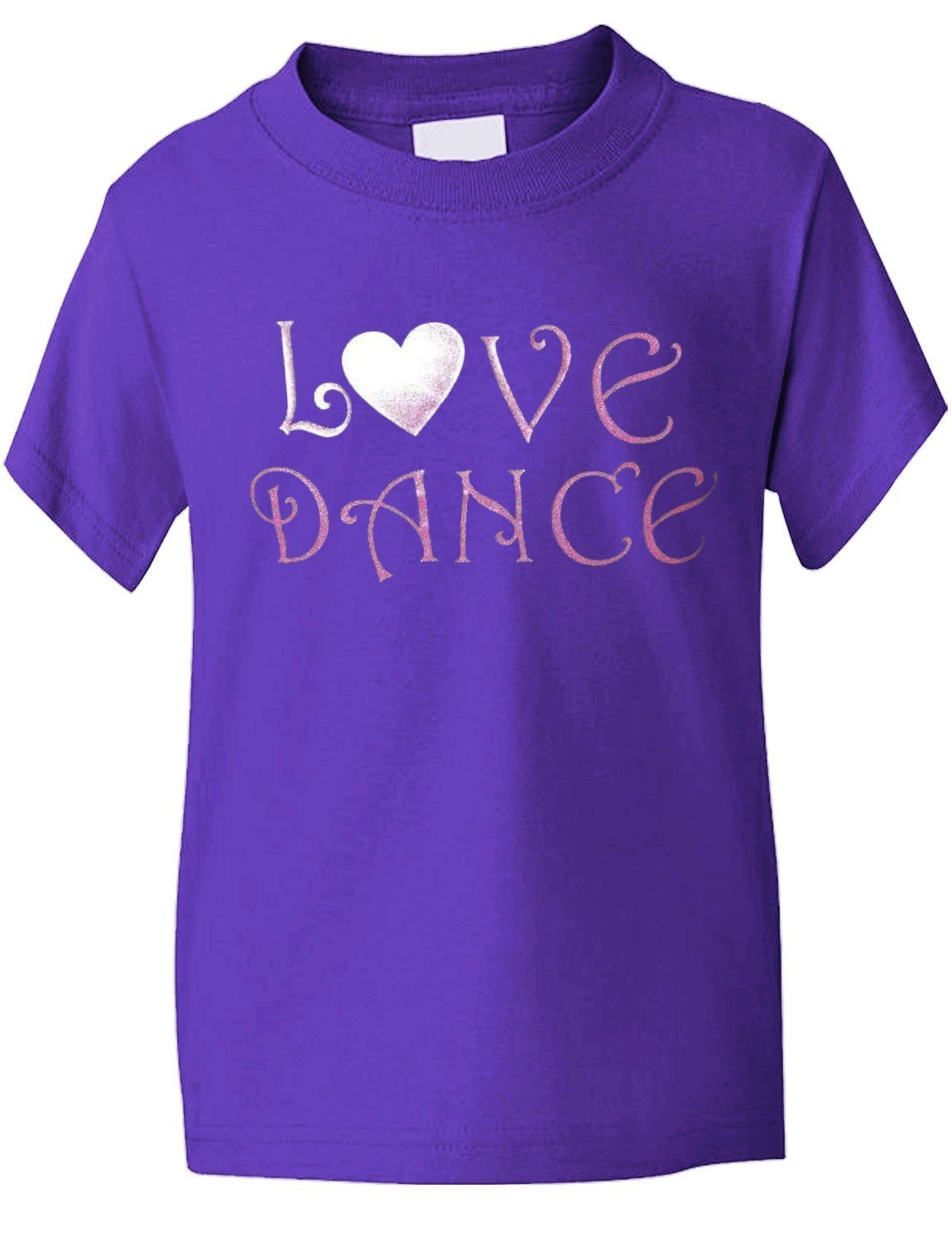 Print4u Girls Purple Love Dance/Dancing/Dance Schools ~ T-Shirt In Pink Glitter 9-11