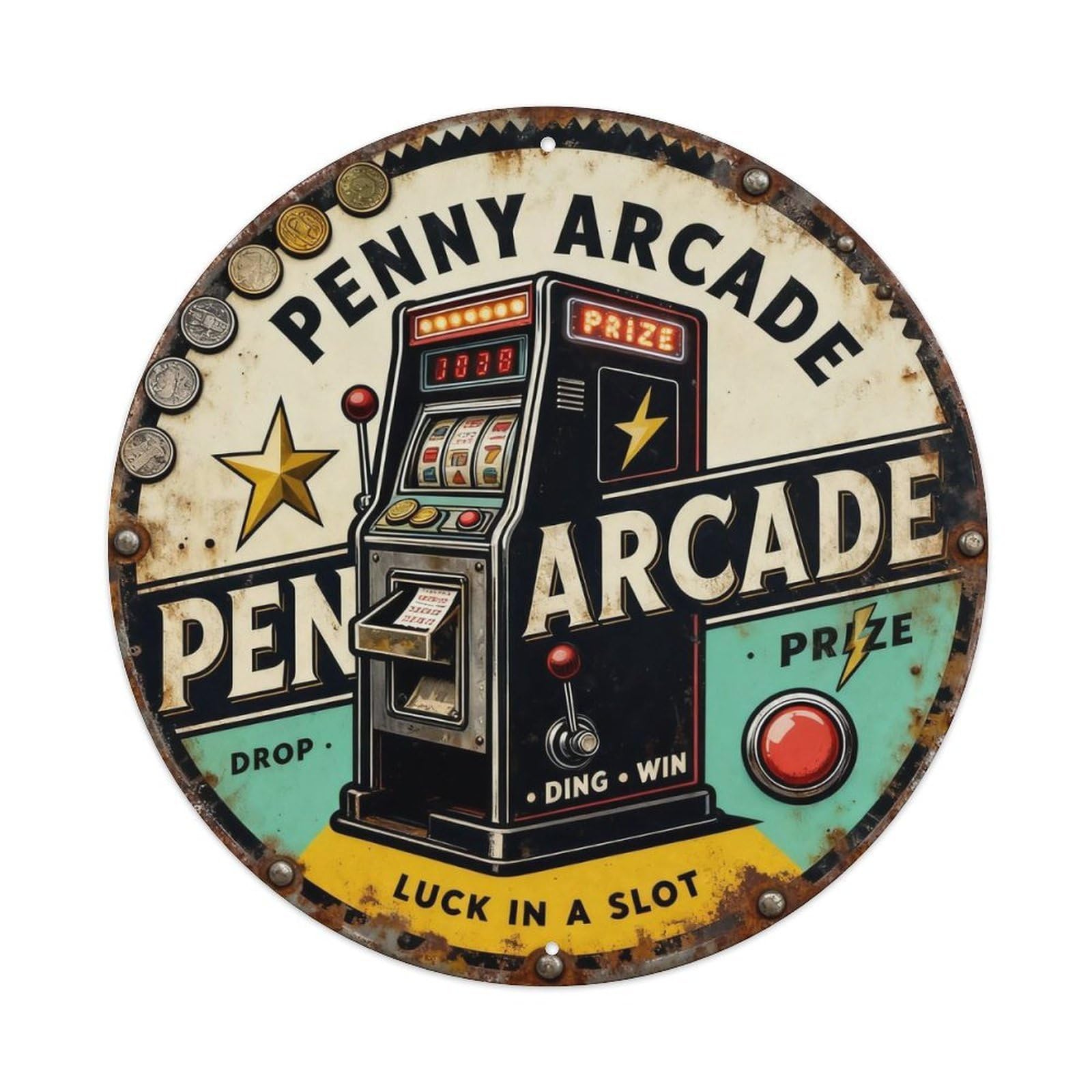 Penny Arcade Prize Sign Metal Tin Sign Plaque