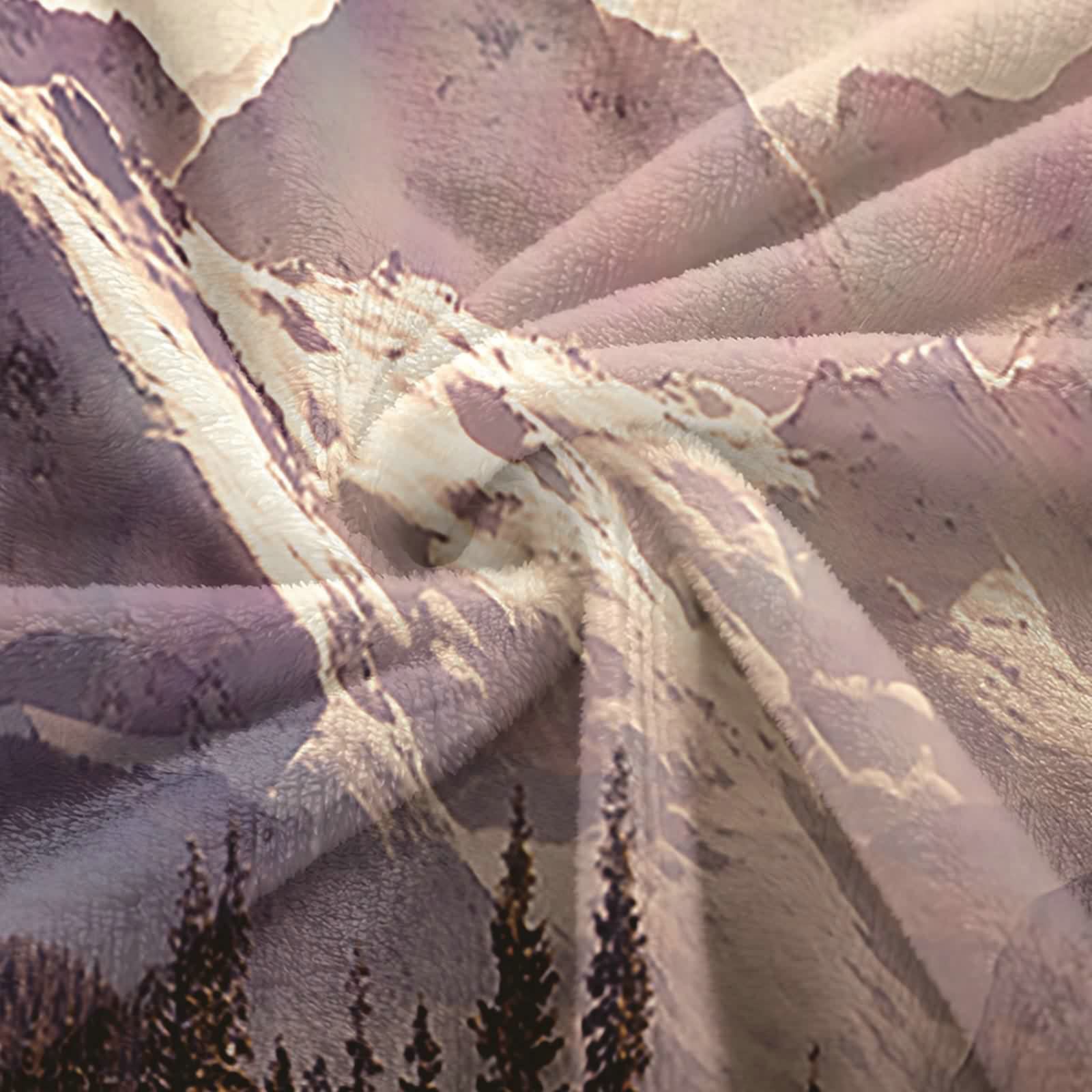 Aeici Couverture Polaire, Couverture Enfant Couverture 180x240 cm Motif de Montagnes et D'Arbres Couverture Canapé pour Salon Lit