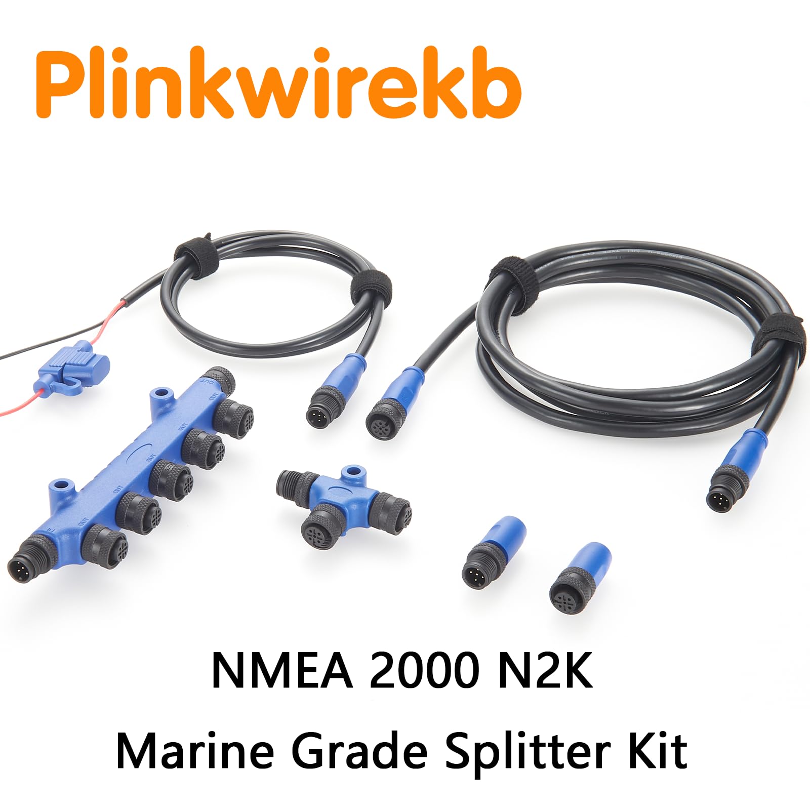 NMEA 2000 Starter-Kit N2K Marine Kit inklusive 5-Wege-T-Verteiler, 2m langem Drop-Kabel,T-Verteiler,Terminator (Stecker/Buchse),1m langem Stromkabel mit Sicherung für Lowrance Simrad Navico Garmin