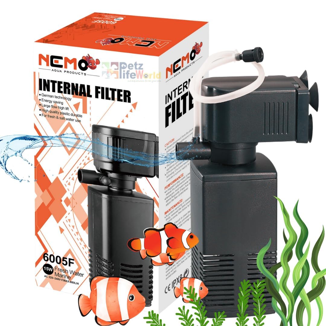 VAYINATO Nemo 4 In 1 Submersible Aquarium Internal Filter|6005F|15Watts|880L/Hr|Ultra Silent Fast And Effective Filtration For Fish Tank|Suits Upto 2.5 Feet Tank By Petzlifeworld (B0D8HW24ZN) Amazon Price History, Amazon Price Tracker