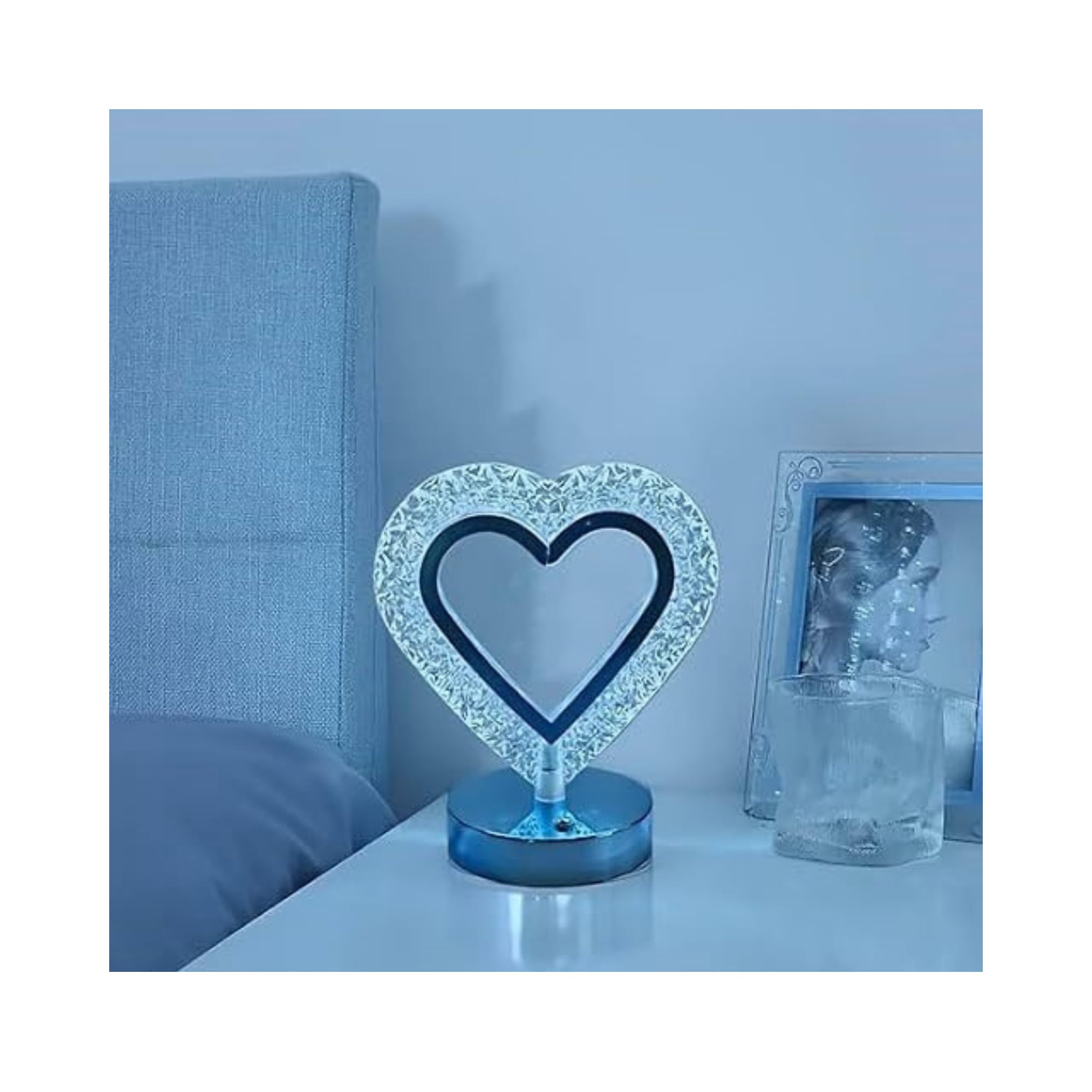 HUMAIZAR Heart Crystal Rechargeable LED Table Lamp, USB Type-C Charging, Touch Control, Warm White LED, Premium Gold Metal & Crystal Acrylic Night Light for Bedroom, Living Room, Home Decor & Gift 3
