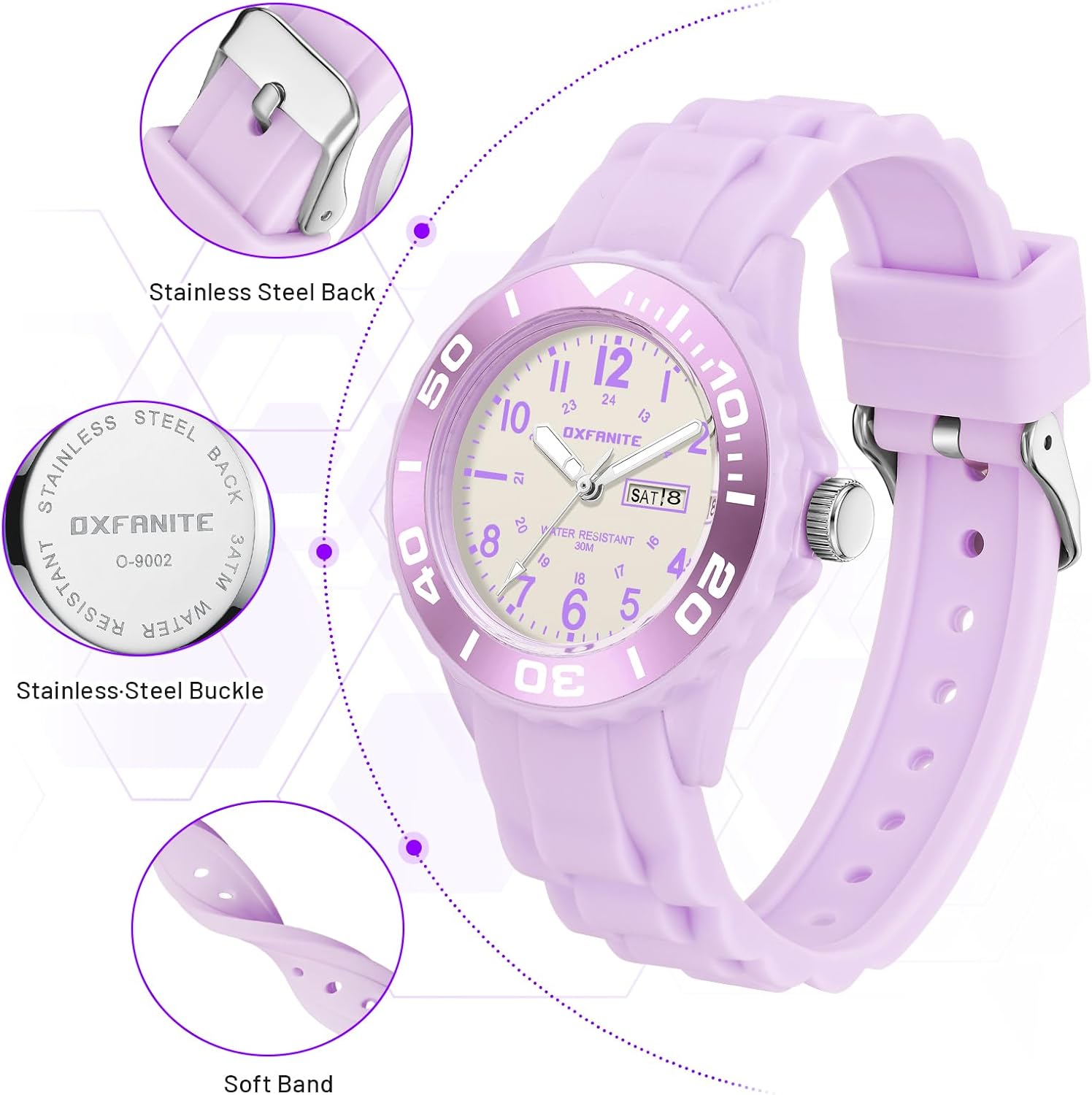 Waterproof Nurse Watch for Medical Professionals,Students, Women Men, Military Time Easy to Read Dial, 24 Hour with Second Hand, Soft and Breathable Silicone Band - Image 3