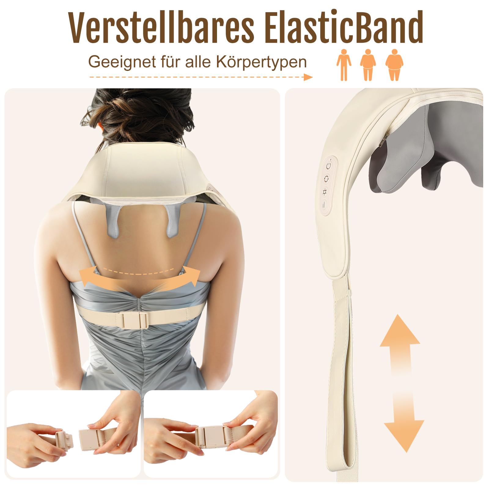 Elektrisches Nackenmassagegerät mit Wärme - Shiatsu Massagegerät für Nacken, Schulter und Rücken - Kabellos, 2 Modi, Deep Tissue 4D für Nackenschmerzen