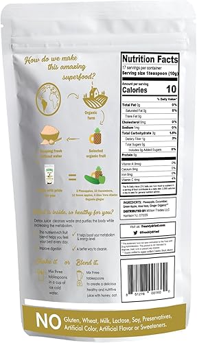 Miniatura 2 de Freshlydried Pure Detox Cleanse Mix Powder - 6 onzas, el mejor superalimento para limpiar tu cuerpo, rico en vitaminas, minerales y proteínas, no