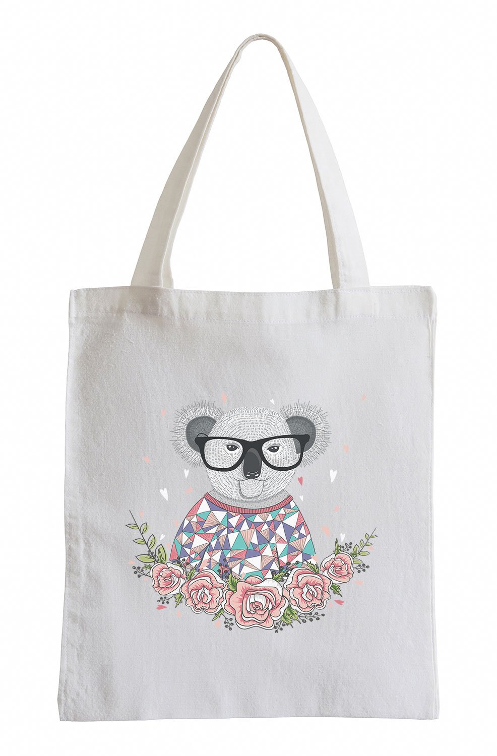 PixxprintRaxxpurl Hipster Koala with Roses Fun Jute Bag