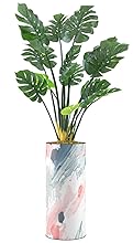 SIGNWIN Monstera Tree with Pink, Blue & Gray Watercolor Brushstroke Splatter Vase Abstract Shapes Minimalism Zen Colorful Multicolor Ultra for Living Room, Bedroom, Office - X-Large 5 Feet (60