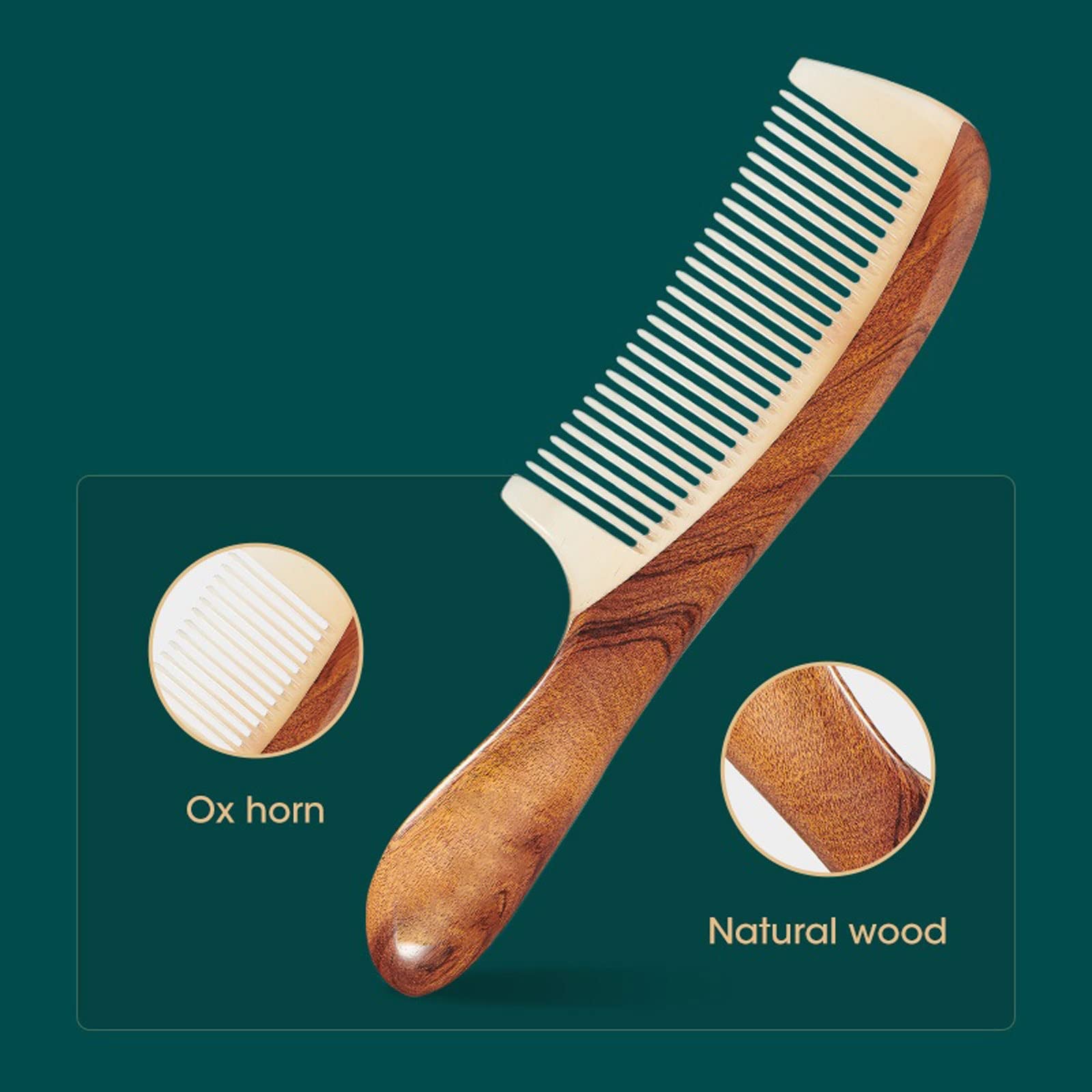 DieffematicSZ Grzebień Natural wood with corner splicing structure fine-toothed hair comb anti-static head acupoint massage gift