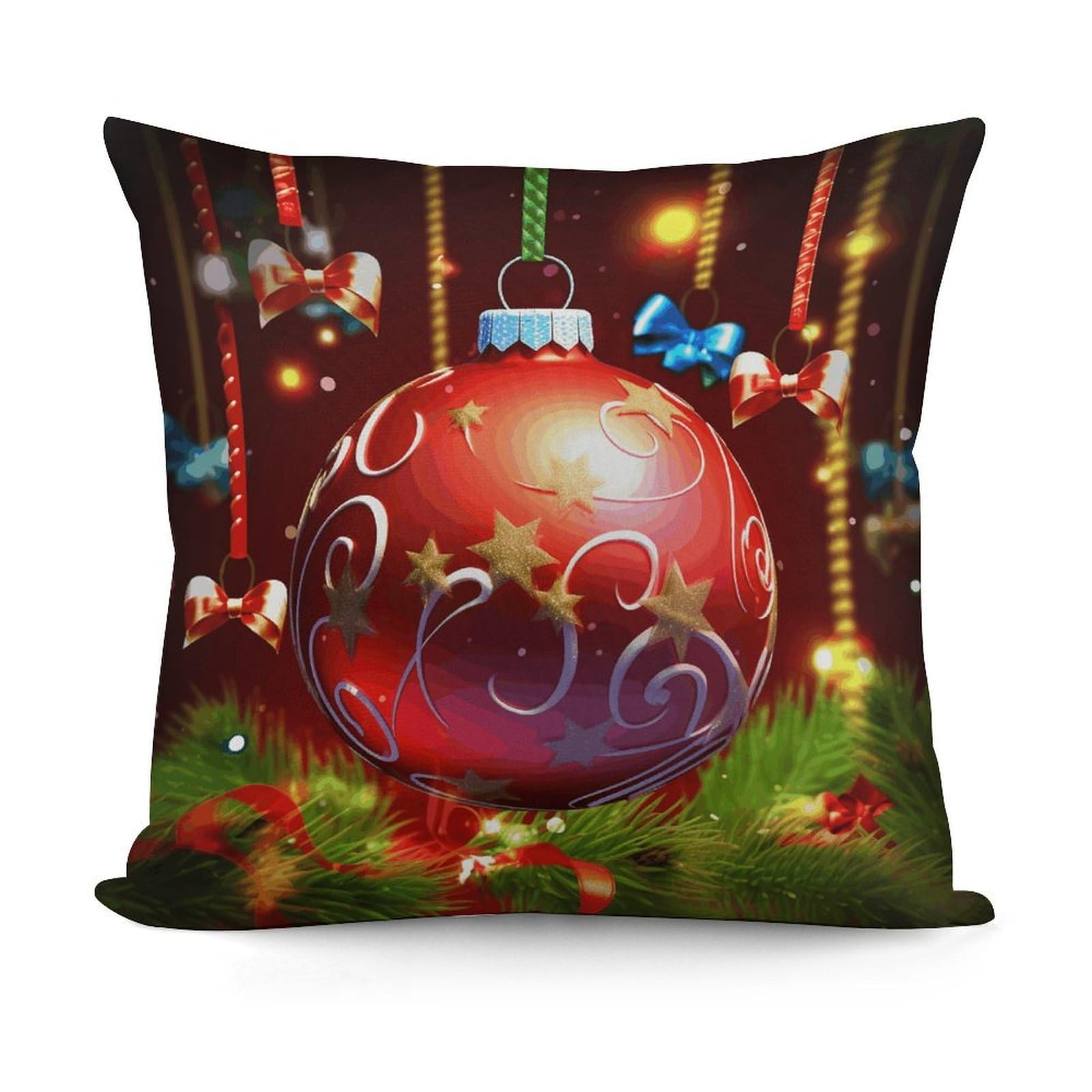 VstaDank Xmas Ball Pillow Covers Soft Plush Decorative Square Pillow Cover Modern Breathable Pillowcases Pillowcase with Invisible Zipper 18x18 Inches for Sofa Living Room