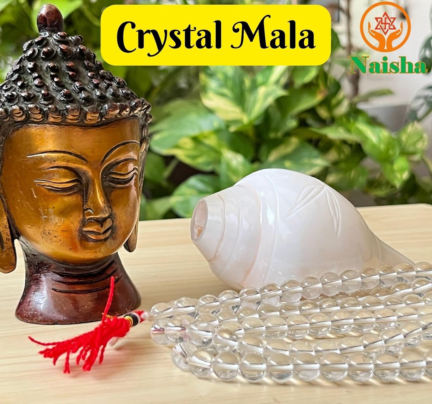 Naisha (Pack of 4) Tulsi Japa Mala, Kamal Gatta Mala (Lotus Seeds), Original Vaijanti Mala & Crystal/Sphatik Agate Mala White Bead 108+1 Beads - Image 2
