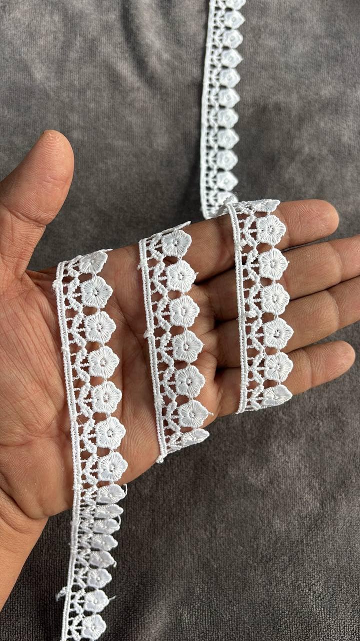 White GPO Lace Border for Saree,Dress,Kurtis,Dupatta,Craft,Suit (4.50 Mtr)-image-12