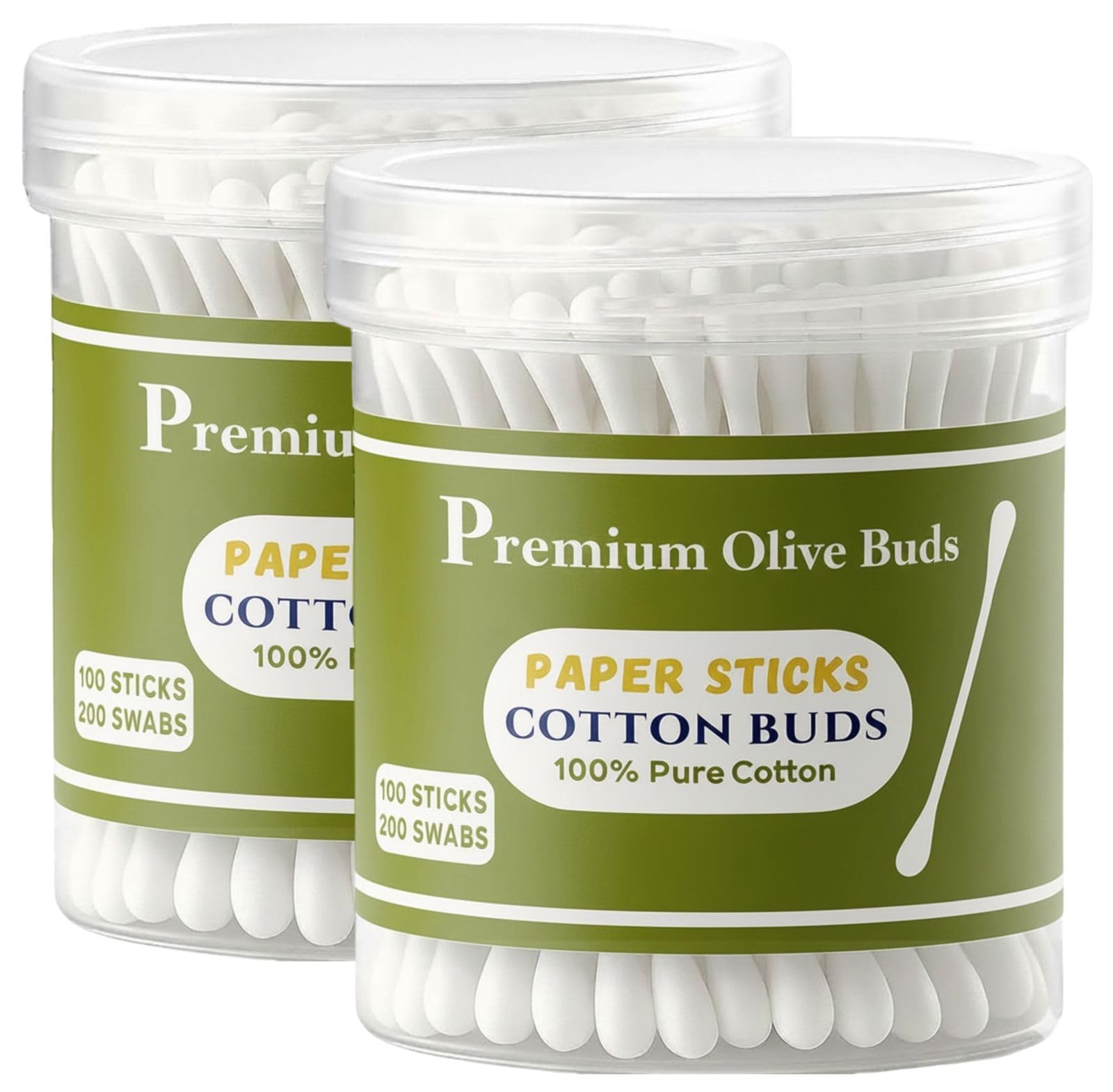 ETSAP Premium Paper Stick Cotton Ear Buds 100% Pure & Soft Cotton (WHITE) 200 Sticks (Pack of 2).