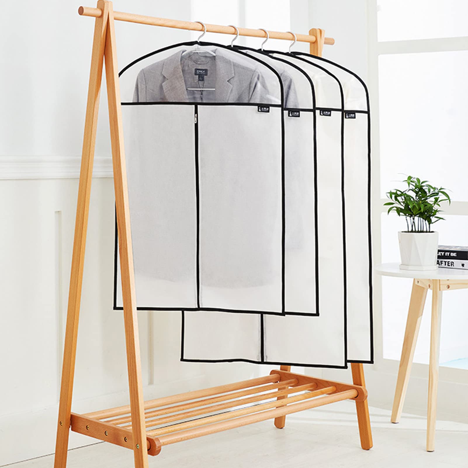 Bolsas largas para ropa, bolsas transpirables para guardar ropa, fundas para vesvestidos largos, bolsas para trajes con cremallera para abrigos de disfraces, White-130x60cm (Blanco 130x60cm)