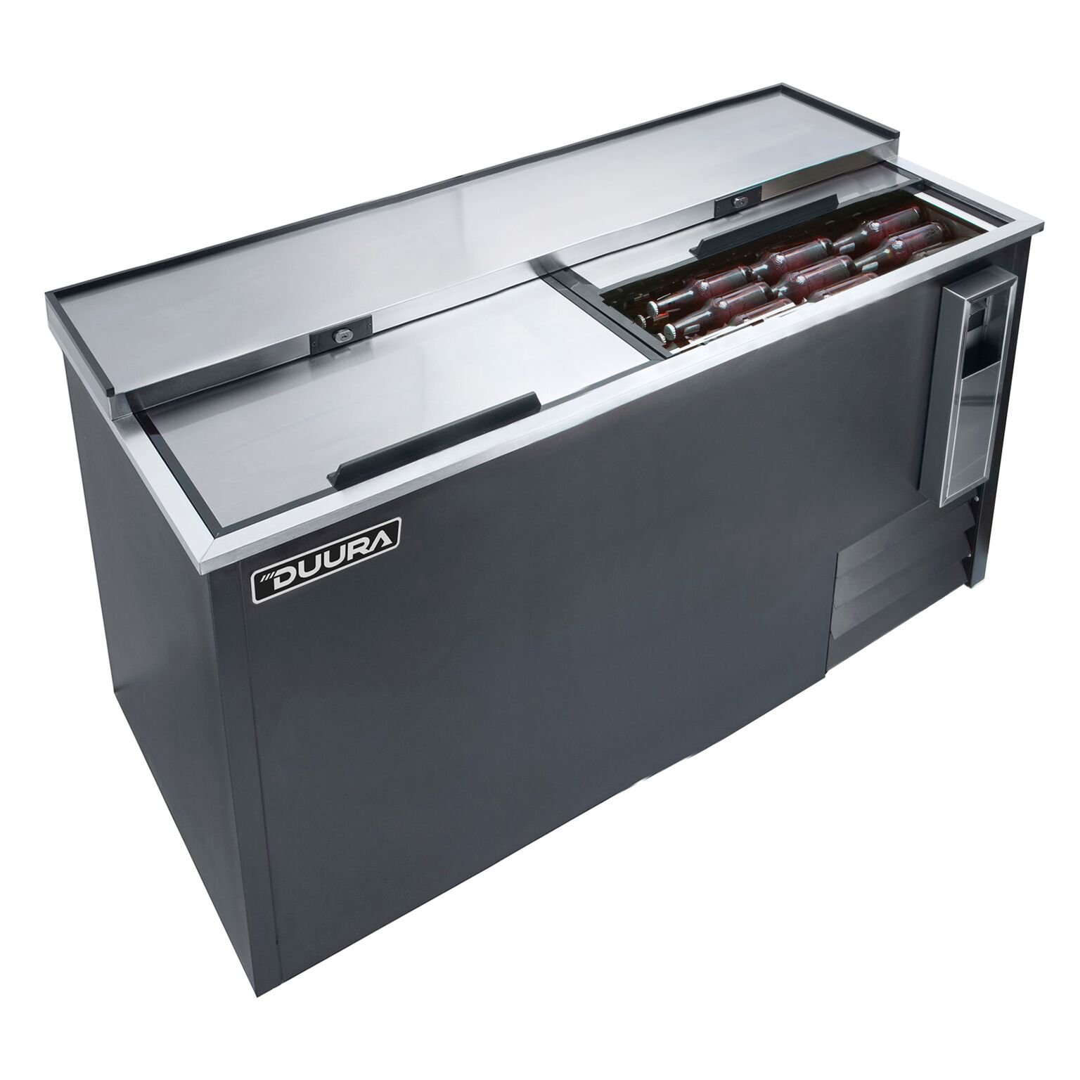 Maxx Cold MXCR65BHC Commercial Bottle Cooler with 2 Stainless Steel Doors and Top 4 Rollers Integrated Bottle Opener and Forced Air Cooling by DUURA – Model DVBC65