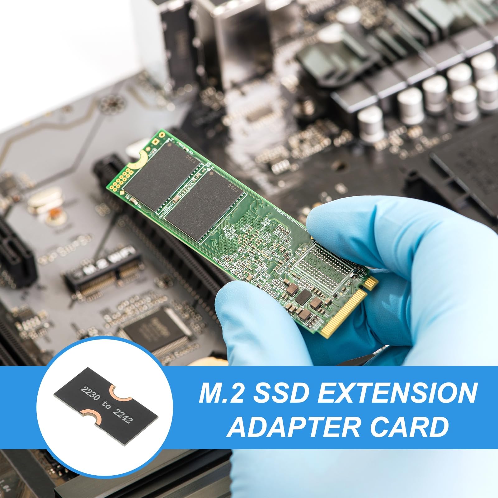 PATIKIL M2 NVME SSD rozszerzony adapter transferu karty 2230-2242, 2 szt. adapter przedłużający M.2 zmiana na długi rozmiar ze śrubokrętami do domowego biura kawiarenek internetowych, czarny