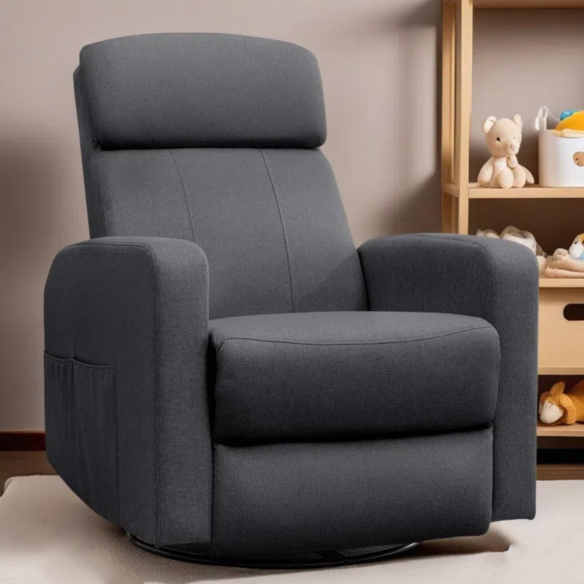 Power Swivel Recliner Chairs for Adults, Electric Glider Rocking Chair Nursery, Glider Recliner Nursery Chair with Classified Side Pocket, Nursery Rocking Chairs with USB and Type-C Ports