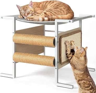 Cat Bed, Cat Tower, Cat Bed, Cat Hammock, Low Pet Bed, Cat Window Hammock, Mini Cat Tower, Pet Supplies, Soft, Cat Cushion, Cat Claw Sharpener, Stress Relief, Easy Assembly, Suitable for Small Dogs and Cats - 15.4 inches 39 cm Cat Bed