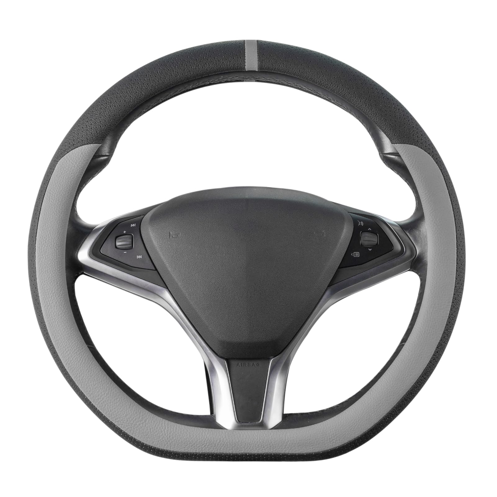 COFIT Microfiber Leather Steering Wheel Cover, Anti-slip Universal Protective Wrap, Car SUV Truck Interior Decor Accessories, Size M 37-38cm Grey and Black — view 20