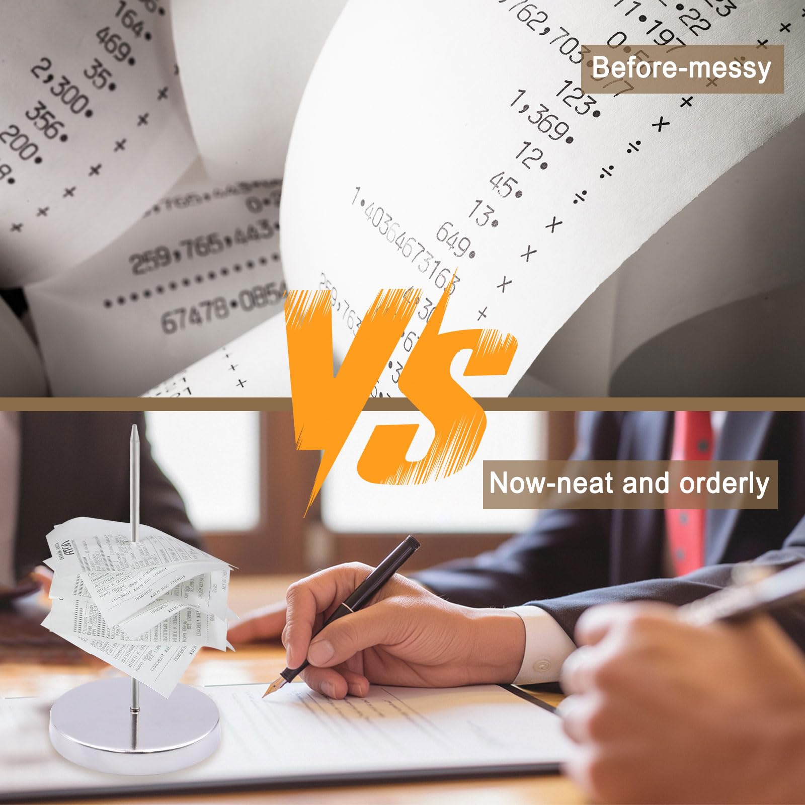 2 Porta Scontrini In Acciaio Inox Con Base Rotonda - Per Ristorante, Ufficio, Bar, Con Punte Protette - Foto 6