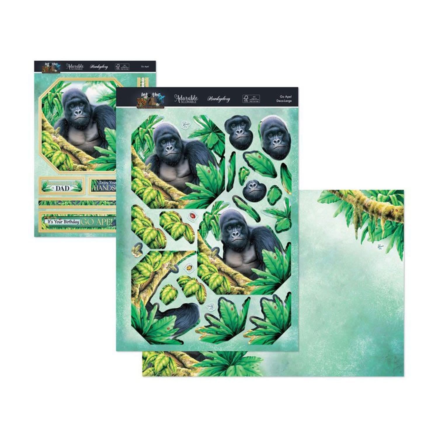 Hunkydory Crafts Into The Wild Deco-Large Set- Go Ape! WILDDEC904, blue